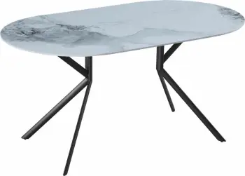 Tavolinë Axis, ngjyrë off white me pamje mermeri, 160x90x76cm