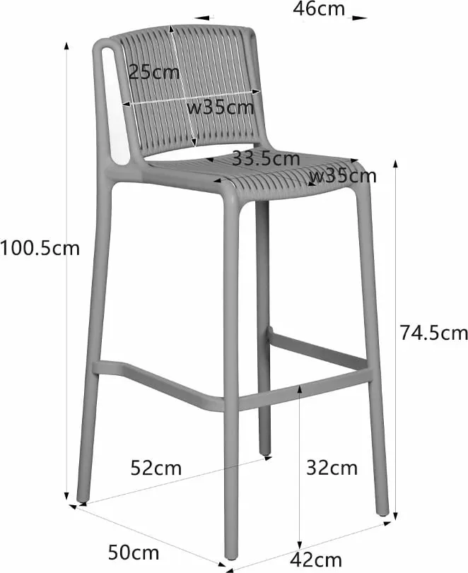 Karrige për bar Polly, terrakota, 42x50x100.5 - 5