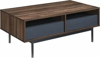 Tavolinë kafeje Grooves, 2 sirtarë, ngjyrë arre-gri, 110x60x45