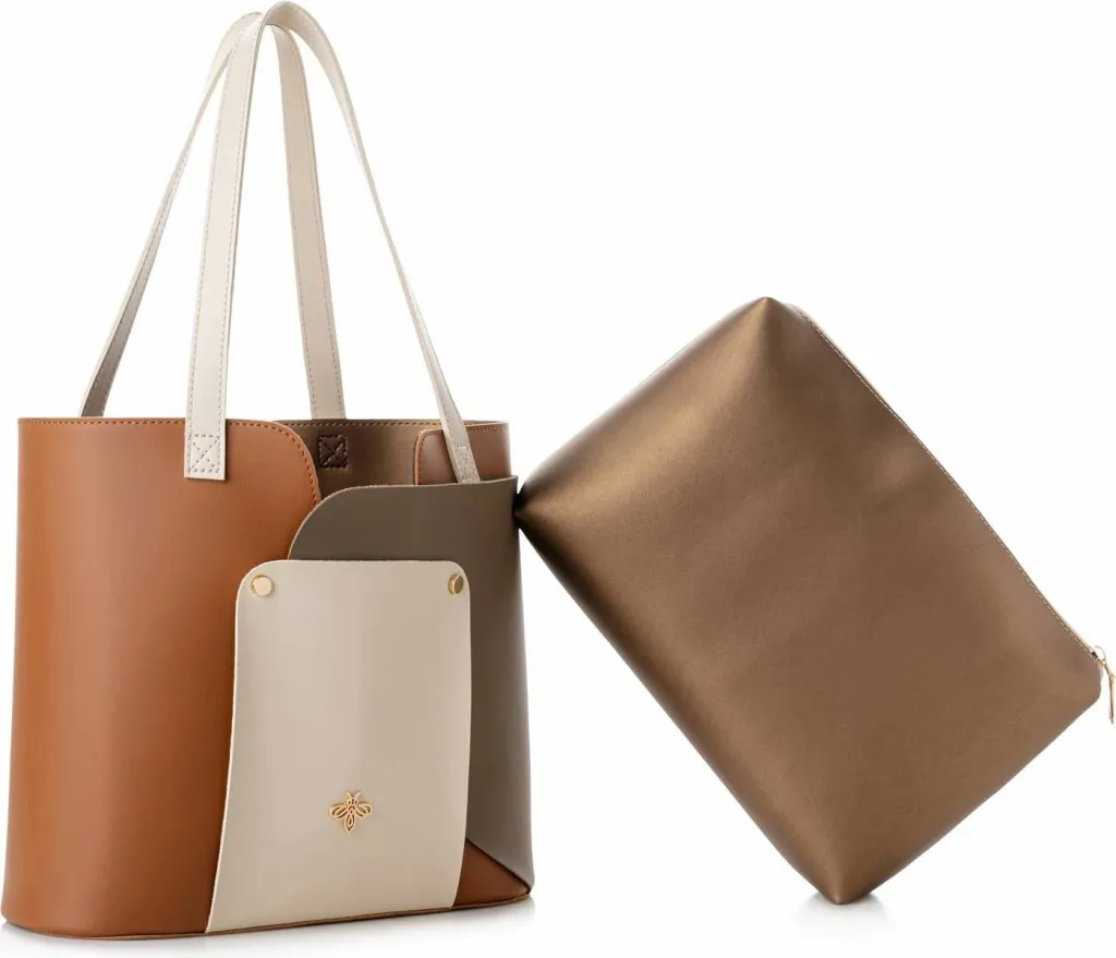 Çantë Tote Lucky Bees, 1292 v2, tan dhe mink - 4
