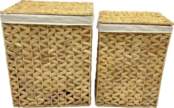 Set 2 shporta OSIERA me kapak, hiacint natyral, pëlhurë, 45x35x55cm