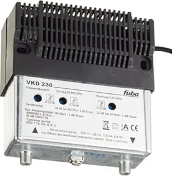 FUBA Gjerman - Përforcues i sinjalit te antenes - koaxial 25 db per shtepi, banes, zyre dhe hapsira tjera