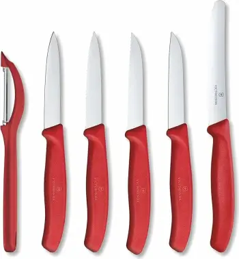 Thika kuzhine Victorinox Swiss Classic Set 6 pjesë, e kuqe