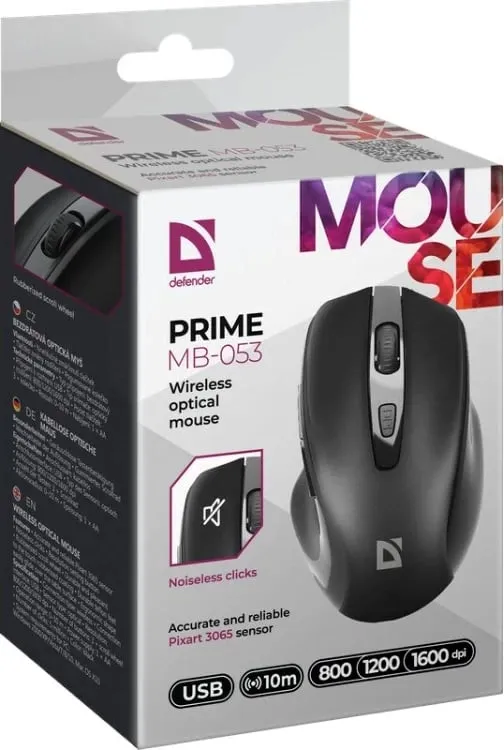 Maus pa kabllo Defender Prime MB-053, 1600 DPI, USB 2.4 GHz, i zi - 4