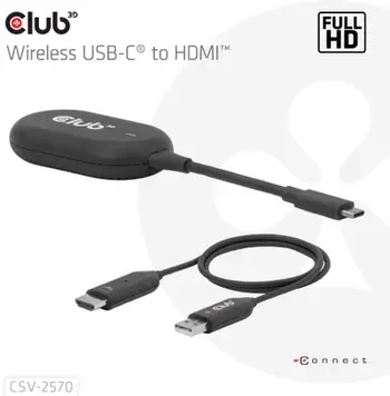 Kit transmetimi pa tela USB C në HDMI Club 3D, Full HD, 25m, me docking station dhe USB hub