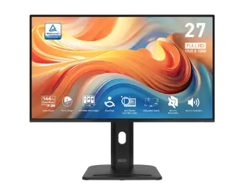 Monitor MSI PRO MP275PGDE E14 / 27″ / FHD / IPS / 16:9 / 144Hz / 1ms / HDMI + DP / E zezë