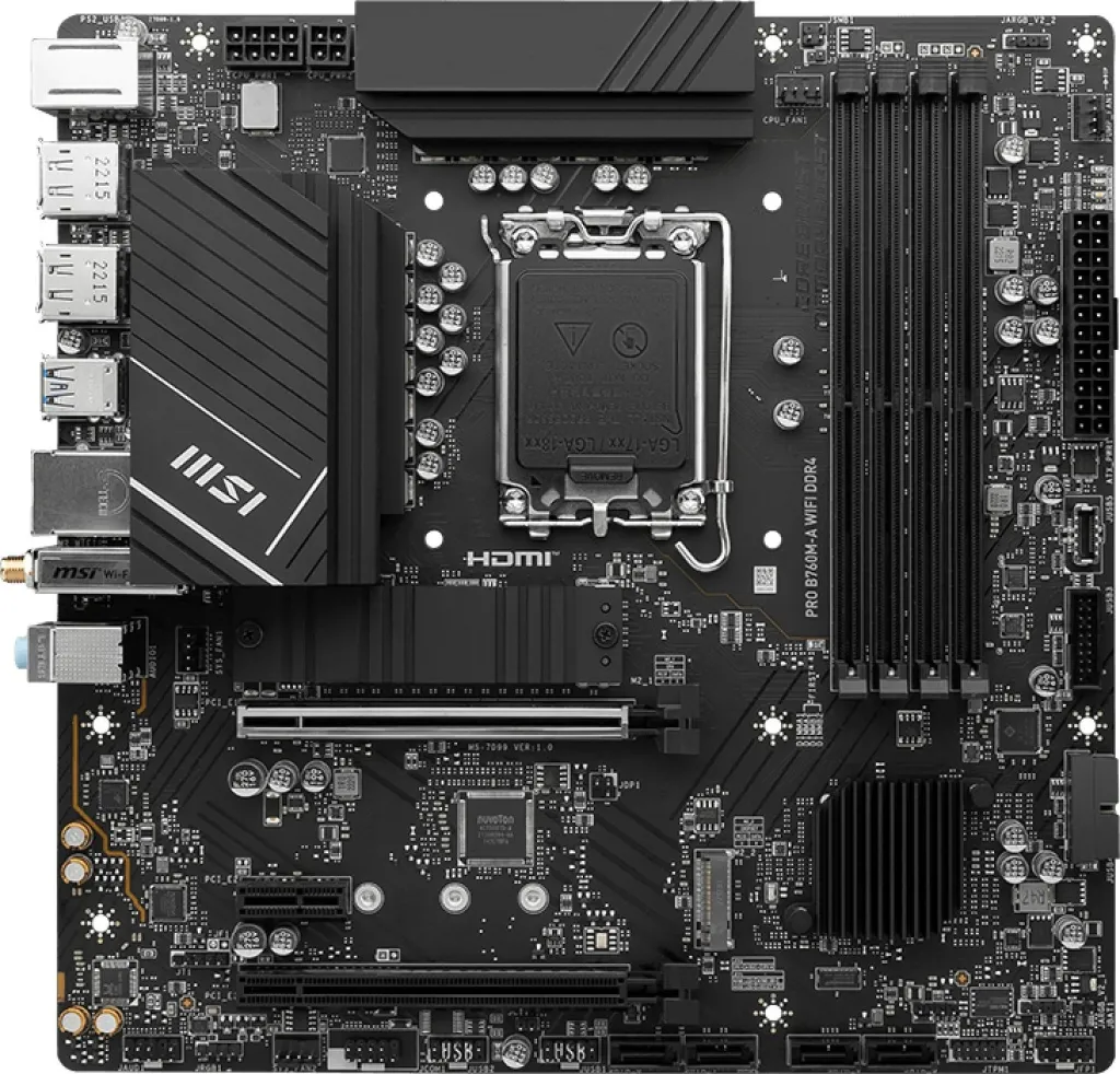 Pllakë amë MSI PRO B760M-A WIFI DDR4 - Intel B760 - 2