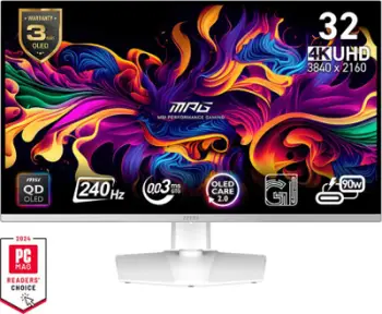 Monitor MSI MPG 321URXW QD-OLED 31.5 inç 4K 240Hz i bardhë
