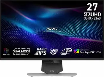 Monitor MSI MPG 274URDFW E16M, 27", 4K, 160Hz, 320Hz, Rapid IPS, bardhë