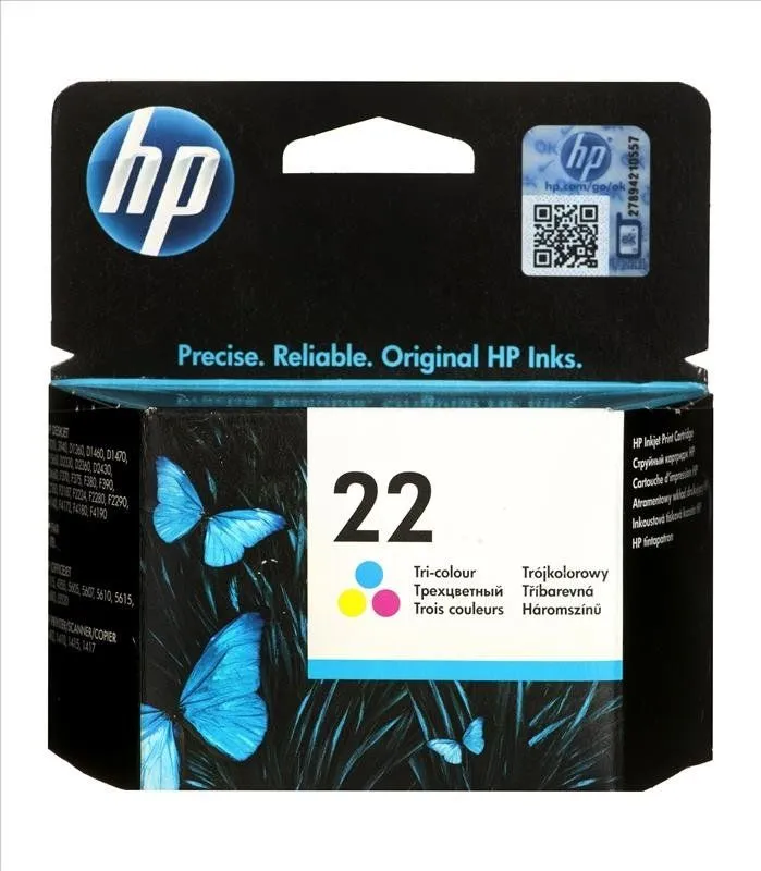 Ngjyrë për printer HP C9352AE no. 22, cyan, magenta, e verdhë - 1