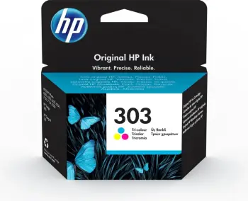Patron bojë HP 303 T6N01AE, 4 ml, deri 165 faqe, standard, tri-ngjyrësh (cijan, magenta, e verdhë)