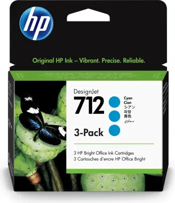 Kartush bojë, HP, 712 3ED77A, 29 ml, cyan, 3-Pack