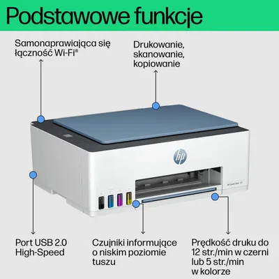 Printer multifunksional HP Smart Tank 585, Inkjet termal, i kaltër - 6