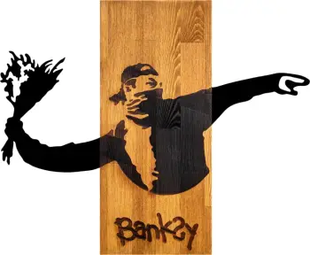 Dekor muri Banksy, metal i zi, dru natyral, 69x3x58cm