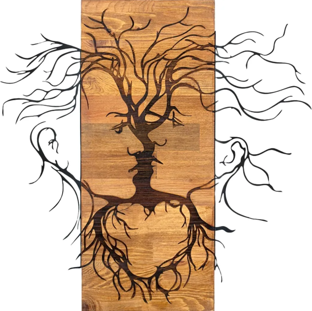 Dekor muri FACES, metal i zi, dru, 60x3x57.5cm - 1