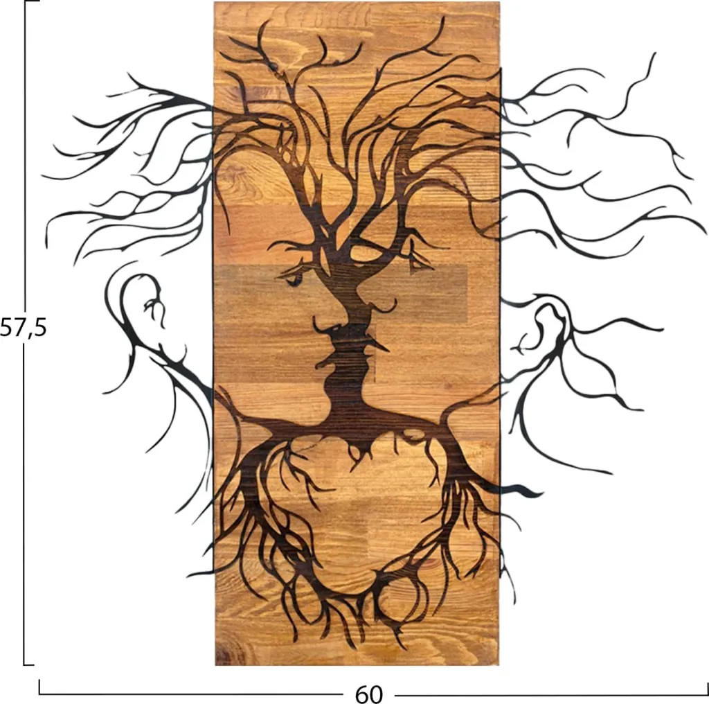 Dekor muri FACES, metal i zi, dru, 60x3x57.5cm - 3
