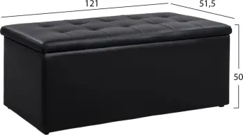 Stool me hapësirë për ruajtje Triscube, lëkurë artificiale e zezë, FH223.01, 121x51.5x50cm