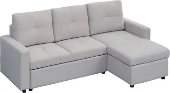 Kënd divan-krevat i kthyeshëm Salino, material stof, ngjyrë gri e çelët, 213x132x87cm