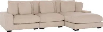 Këndare e madhe CRANFIELD, kënd i djathtë, material korduroj bezhë, FH3287.02R, 313x169x80cm, me 5 jastëkë