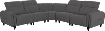 Këndore me 5 pjesë, 2 ulëse me recliner elektrik, ngjyrë gri, ORACLE FH3290.01, 293x293x98cm