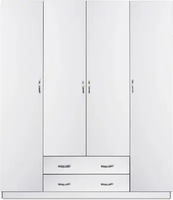 Dollap me 2 sirtarë, 4 dyer, AZALEA FH1, melaminë e bardhë, 200x55.5x180H cm