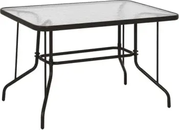 Tavolinë metalike për jashtë, ngjyrë kafe, FH5679.02, me sipërfaqe xhami të forcuar, 120x70x71 cm