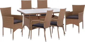 Set kopshti tavolinë & karrige FH11715.02, 7 pjesë, të kafta