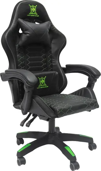 Karrige gaming LOOT FH1204, e zezë-gjelbër, PVC & najlon, 51x49x125H cm