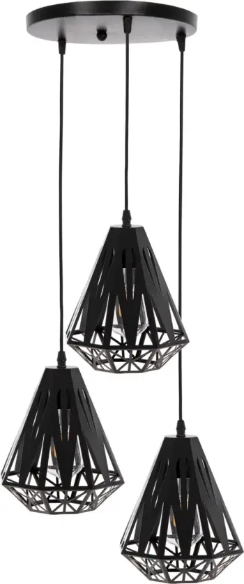 Llambë varëse tavani FH4083 3 'fenerë' metal i zi Φ23x127Hcm