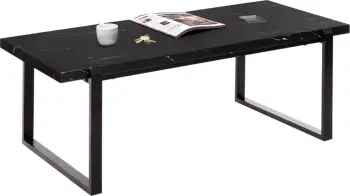 Tavolinë kafeje, FH9585.01, sipërfaqe tavoline MDF, ngjyrë mermeri të zi, bazë metalike e zezë, 120x60x46H cm