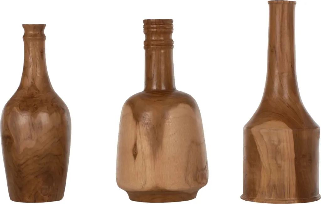 Shishe dekorative 3PCS set FH7717 dru teak natyral - 5