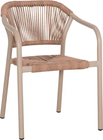 Karrige për ngrënie alumini LUCCI FH6266.02, kornizë mocha & P.E. rattan natyral, 58x56x79 cm