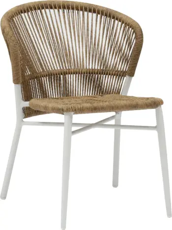 Karrige alumini LYNN FH6267.02, kornizë e bardhë, P.E. Rattan ngjyrë natyrale, 61x55x77Hcm