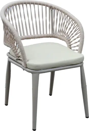 Karrige alumini MAGNET FH6287.04, kornizë gri, litar P.E. ngjyrë kapuçino, 58x63x82Hcm, set prej 4 copash