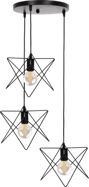 Llambë varëse tavani, FH4076, 3-drita, metal i zi, Φ23x122Hcm