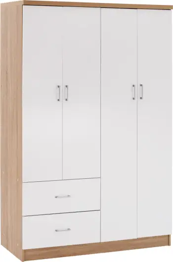 Dollap me 4 dyer dhe 2 sirtarë FH339.06 Sonama Bardhë 120x42,5x180,5 cm