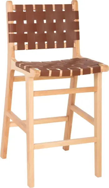 Karrige për bar FELIPE, lartësi mesatare, FH9329.01, dru TOON, ngjyrë natyrale, PU kafe, 45x47x94H cm