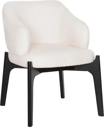 Karrige për ngrënie ABAI FH9971.02 dru gome ngjyrë e zezë-stof boucle ngjyrë ecru 65x63x79Hcm., set prej 2 copash