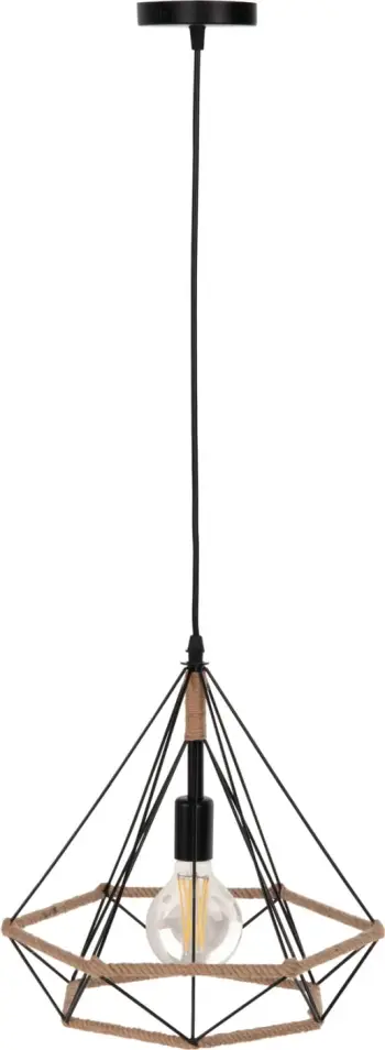 Llambë varëse tavani FH4062 metalike e zezë me litar 33x37x128Hcm
