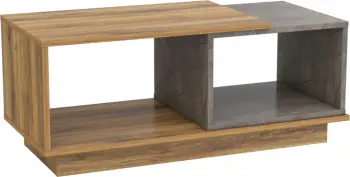 Tavolinë kafeje TELES FH18181.06 melaminë, ngjyrë druri natyral dhe mermer gri, 100x45x42H cm