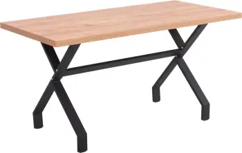 Tavolinë kuzhine LANA FH18221.04 melaminë ngjyrë druri natyral-këmbë metali të zeza 140x70x72.5Hcm.