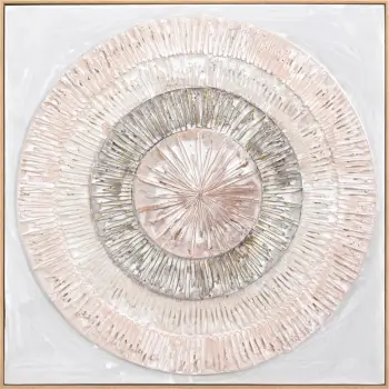 Pikturë muri 3D FH4578 me kornizë PS ngjyrë bezhë, rrathe të punuar me dorë, 82x4.5x82 cm