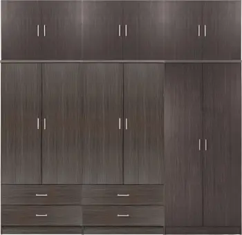 Dollap REINA FH21063.01 6-dyer-4 sirtarë-kabinet i sipërm-melaminë ngjyrë Zebrano 240x43x241Hcm