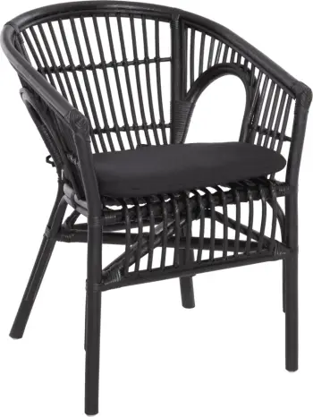 Karrige DAMPAR FH9929.03 ratan & jastëk, ngjyrë e zezë, 58x63x79H cm