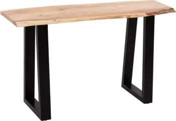 Konsolë SOFIA SLIM, dru akacie, ngjyrë natyrale e lehtë, këmbë të zeza, 130x46x76.5 cm