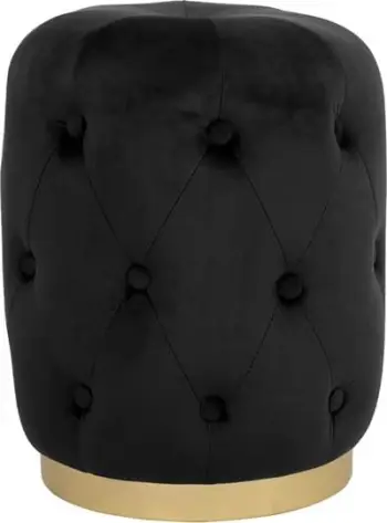 Karrige për bar Torrie FH8405.04, kadife e zezë, bazë e artë, D37x46 cm