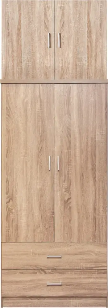 Dollap REINA FH21061.02 2-fletësh me kabinet sipër dhe 2 sirtarë, melaminë, ngjyrë Sonama, 80x42x241H cm.