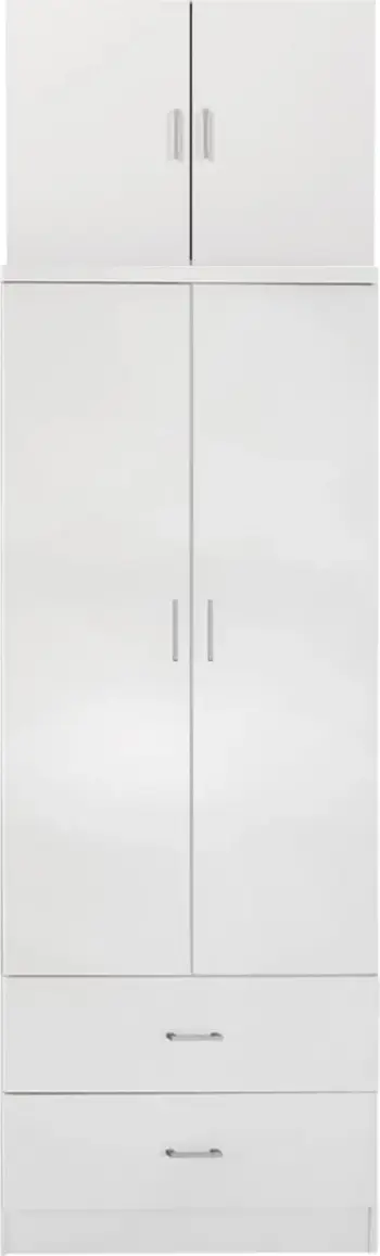 Dollap REINA FH21061.05 2-fletësh me kabinet të sipërm & 2 sirtarë-melaminë, ngjyrë e bardhë, 80x42x241H cm