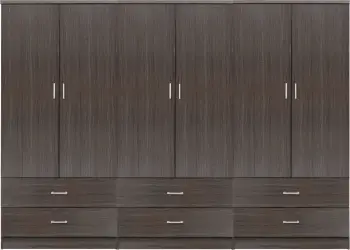 Dollap REINA 6-fletësh me 6 sirtarë FB921060.01 melaminë ngjyrë Zebrano 240x42x181Hcm