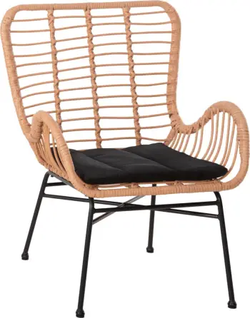 Karrige e jashtme bergere stil, Allegra, FH5704.11, p.e. rattan, ngjyrë bezhë-metal i zi, 66x59x90H cm